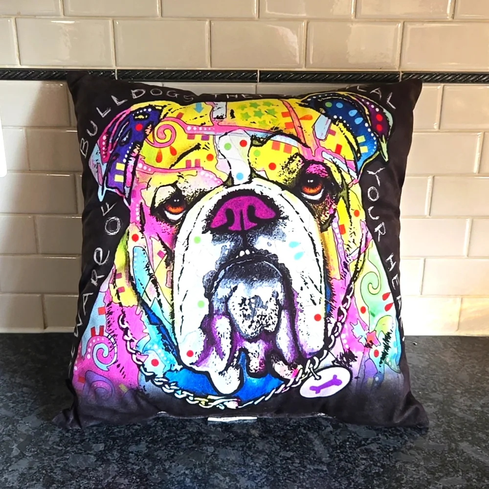 LiLiPi Multicolor Neon Bulldog Soft Pillow